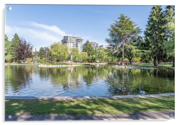 The large Pond in Minora Park in Richmond, Vancouver, Canada Acrylic by Dave Collins