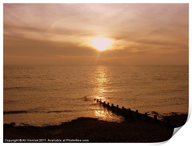 Sunset at Selsey Print by Ali Kernick