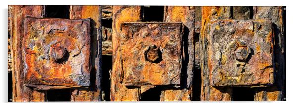 Rusty bolts, New Quay, Wales Acrylic by Kevin Howchin