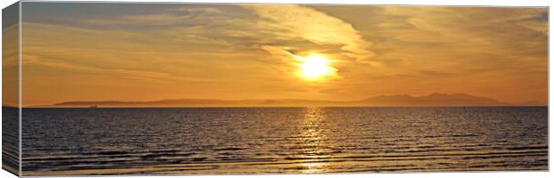 Isle of Arran sunset from Ayr beach Canvas Print by Allan Durward Photography