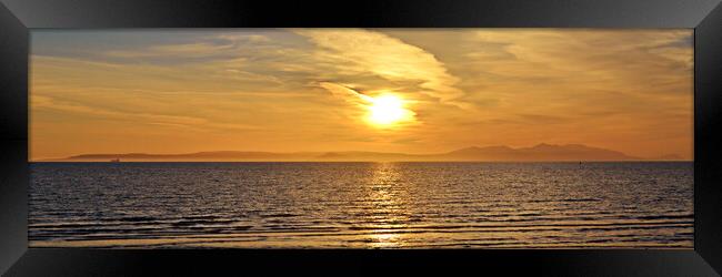 Isle of Arran sunset from Ayr beach Framed Print by Allan Durward Photography