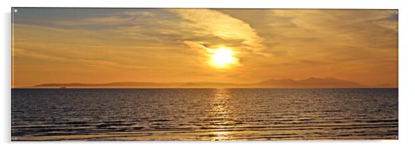 Isle of Arran sunset from Ayr beach Acrylic by Allan Durward Photography