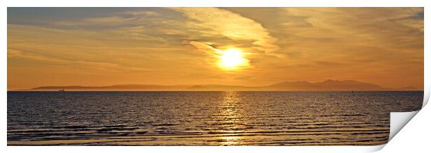 Isle of Arran sunset from Ayr beach Print by Allan Durward Photography