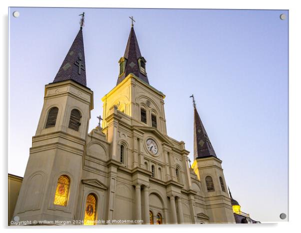 St. Louis Cathedral at Golden Hour Acrylic by William Morgan