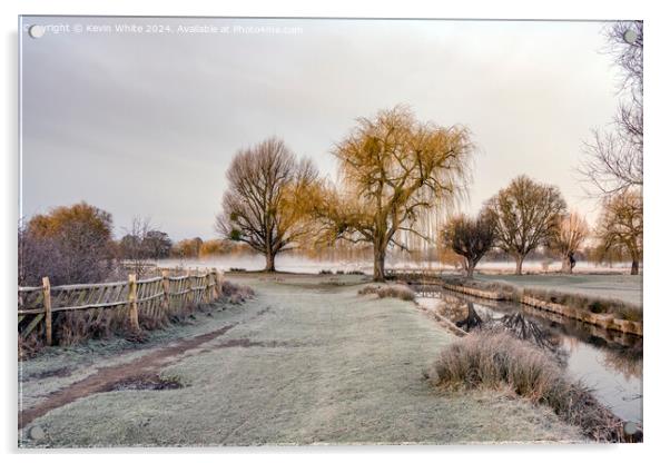 Winter Frosty scene at Bushy Park Surrey Acrylic by Kevin White
