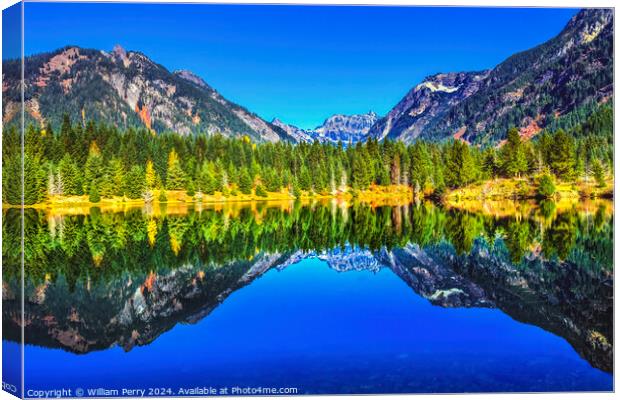 Gold Lake Reflection Mt Chikamin Peak Snoqualme Pass Washington Canvas Print by William Perry