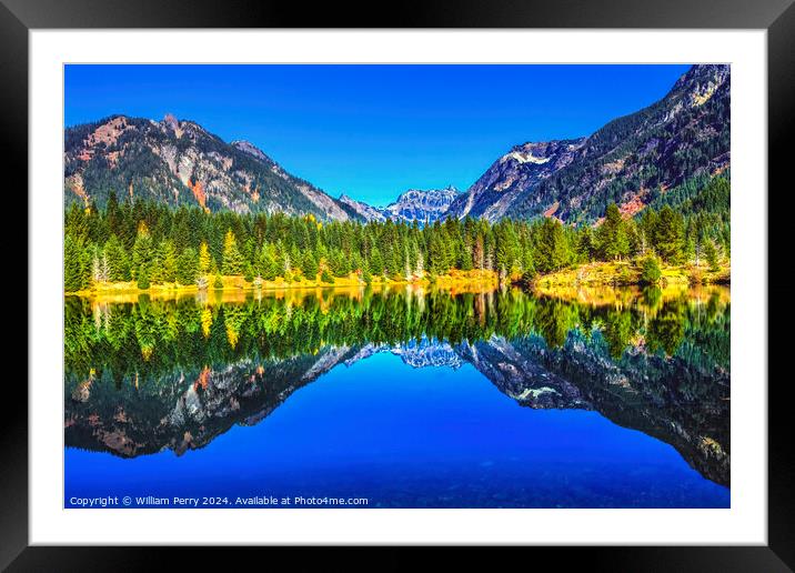 Gold Lake Reflection Mt Chikamin Peak Snoqualme Pass Washington Framed Mounted Print by William Perry