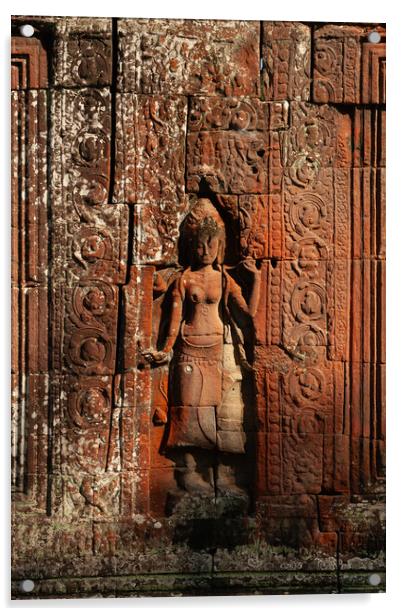 Apsara Devata Relief Of Banteay Kdei Temple Acrylic by Artur Bogacki