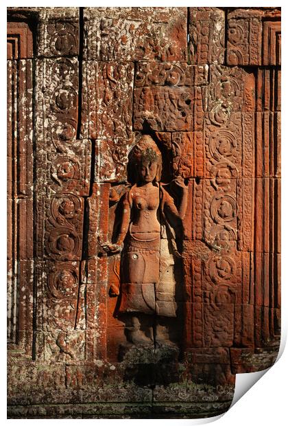 Apsara Devata Relief Of Banteay Kdei Temple Print by Artur Bogacki