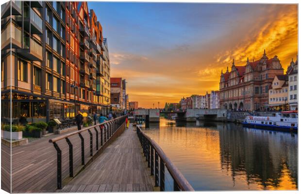 Sunset in City of Gdansk in Poland Canvas Print by Artur Bogacki