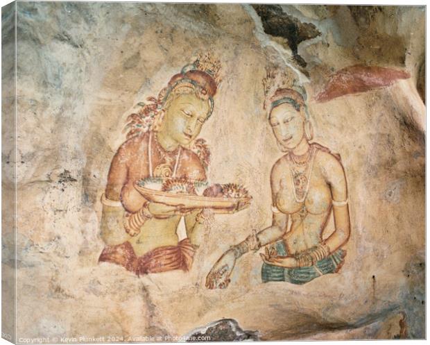 Ancient Cave Painting in Sigiriya. Sri Lanka  Canvas Print by Kevin Plunkett