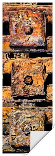 Rusty bolts, New Quay, Wales Print by Kevin Howchin