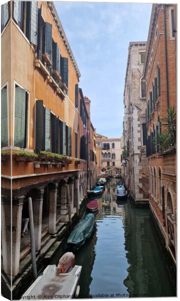 Venice Colourful Canals Canvas Print by Amy Oliphant
