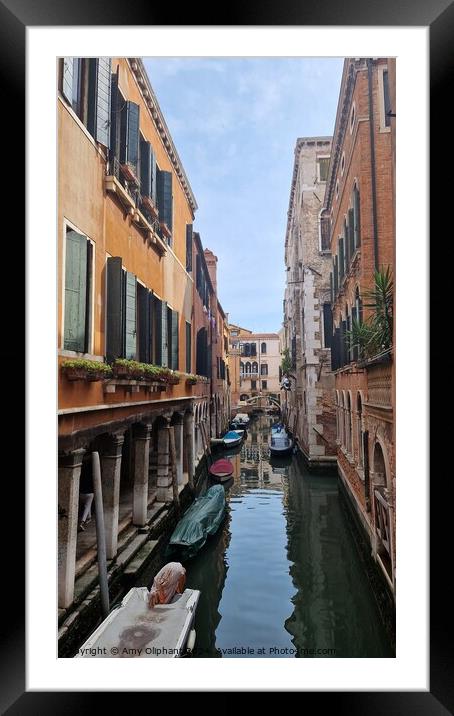 Venice Colourful Canals Framed Mounted Print by Amy Oliphant