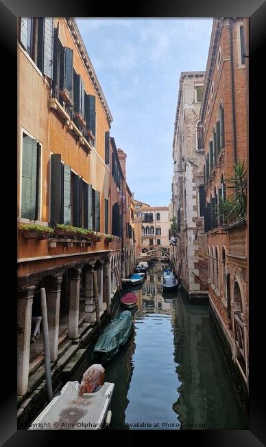 Venice Colourful Canals Framed Print by Amy Oliphant
