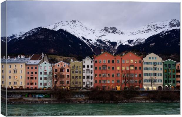 Colorful Medieval Houses of Mariahilf in Innsbruck   Canvas Print by Dietmar Rauscher