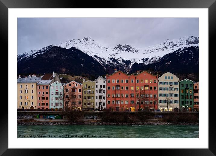 Colorful Medieval Houses of Mariahilf in Innsbruck   Framed Mounted Print by Dietmar Rauscher