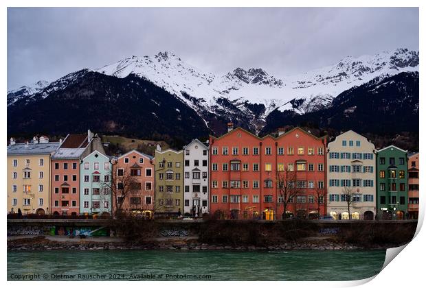 Colorful Medieval Houses of Mariahilf in Innsbruck   Print by Dietmar Rauscher