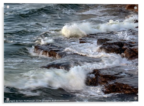 sea over rocks Acrylic by Tom McPherson