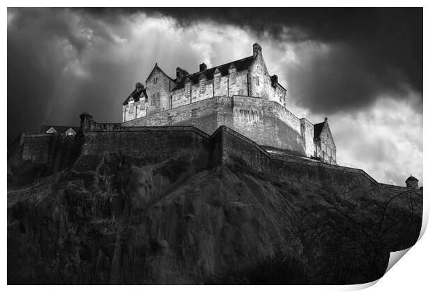 Edinburgh Castle BW Print by Alison Chambers