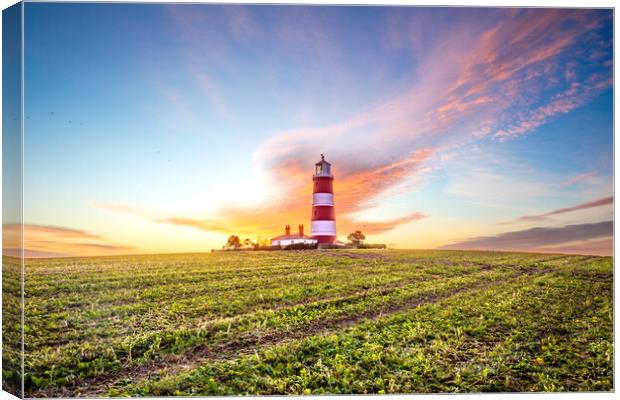 Happisburgh Lighthouse Sunrise Canvas Print by Bryn Ditheridge