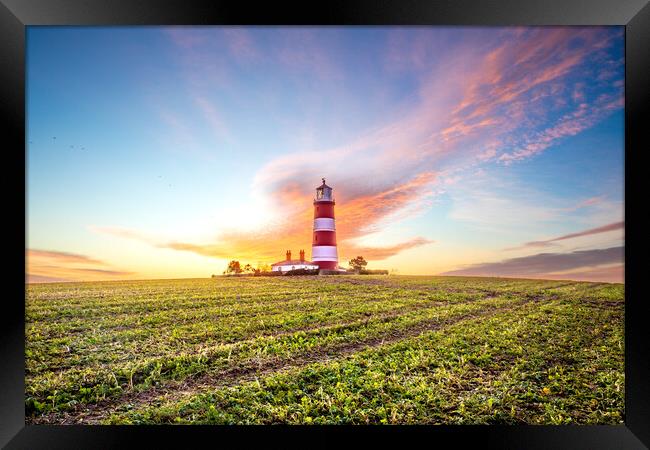 Happisburgh Lighthouse Sunrise Framed Print by Bryn Ditheridge