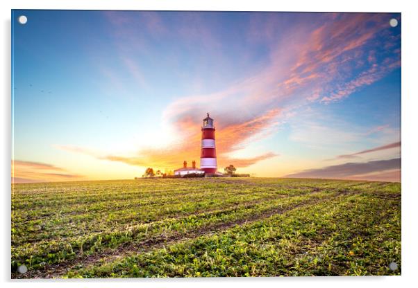 Happisburgh Lighthouse Sunrise Acrylic by Bryn Ditheridge