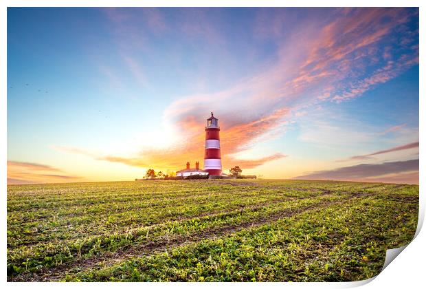 Happisburgh Lighthouse Sunrise Print by Bryn Ditheridge