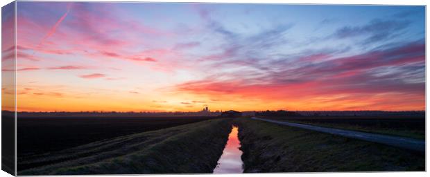 Dawn behind Ely Cathedral, 28th January 2024 Canvas Print by Andrew Sharpe