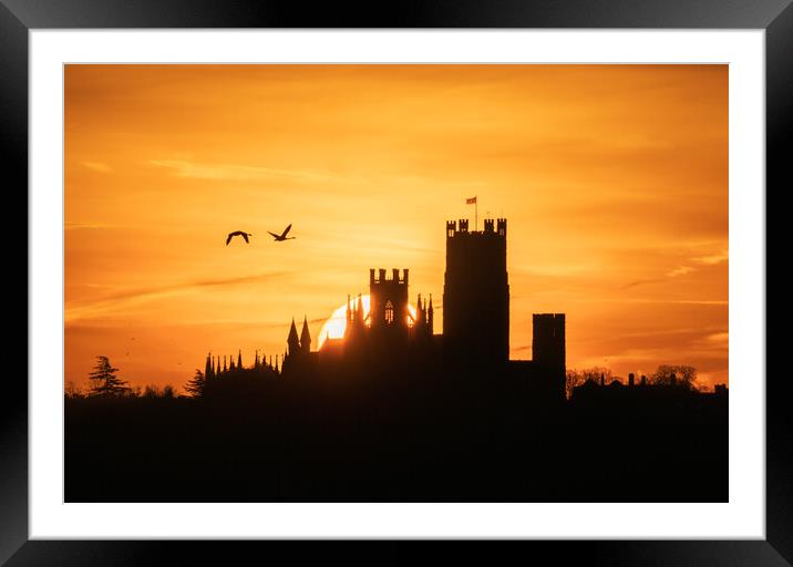 Dawn behind Ely Cathedral, 28th January 2024 Framed Mounted Print by Andrew Sharpe