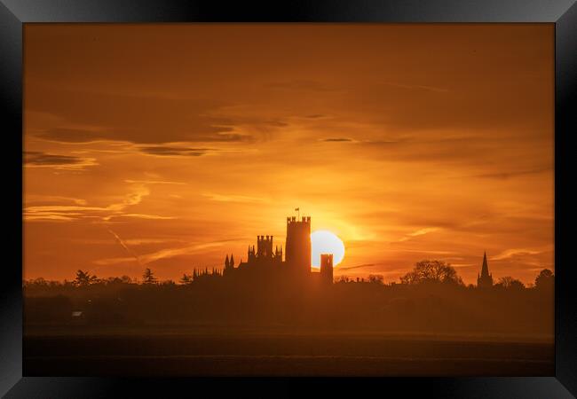 Dawn behind Ely Cathedral, 28th January 2024 Framed Print by Andrew Sharpe