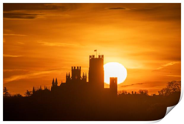 Dawn behind Ely Cathedral, 28th January 2024 Print by Andrew Sharpe