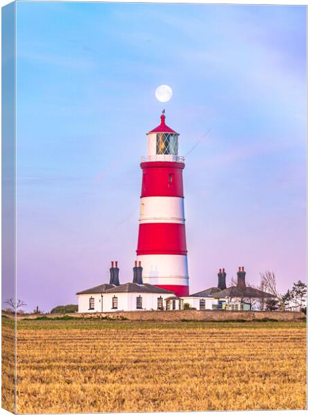 Happisburgh Lighthouse Moon Canvas Print by Bryn Ditheridge