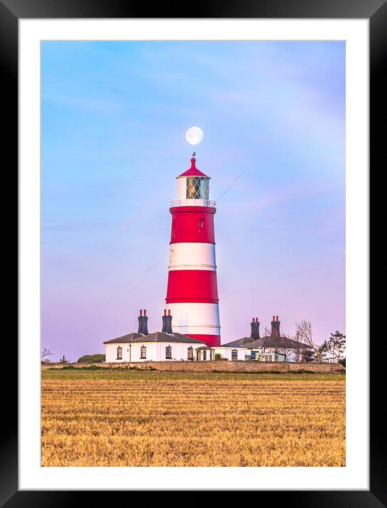Happisburgh Lighthouse Moon Framed Mounted Print by Bryn Ditheridge