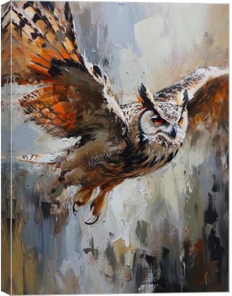 Owl in flightAnimal  Canvas Print by Steve Ditheridge