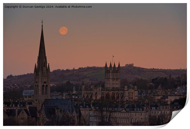 Wolf Moon over the City of Bath Print by Duncan Savidge