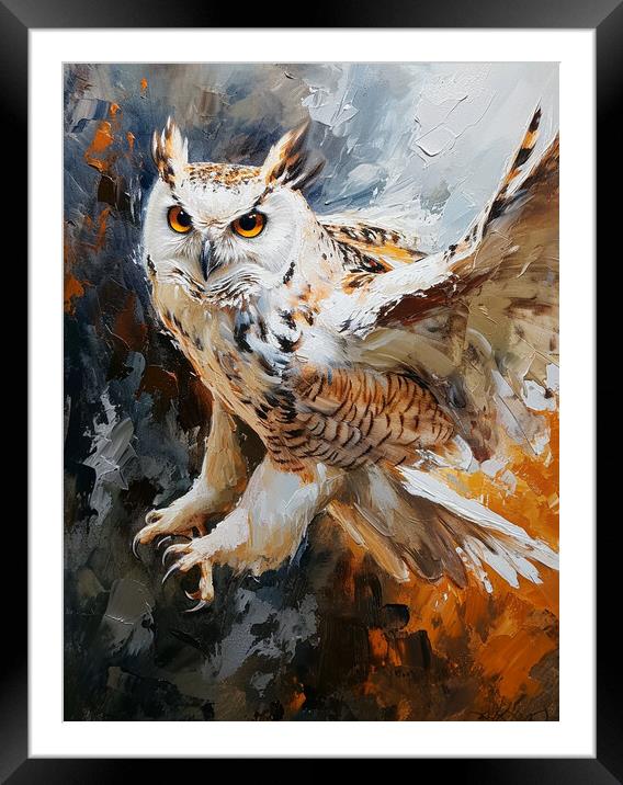 Owl oil painting  Framed Mounted Print by Steve Ditheridge