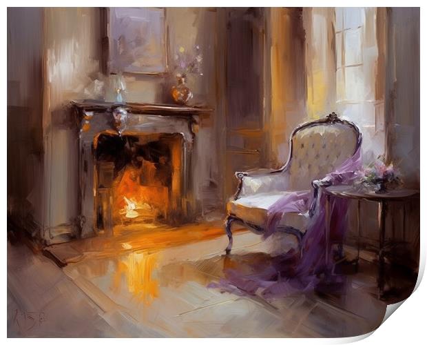 Fireside chair oil painting  Print by Steve Ditheridge