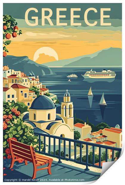 Greece Travel Poster Print by Harold Ninek