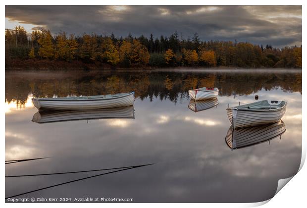 Loch Ruskie Boats at Dawn Print by Colin Kerr