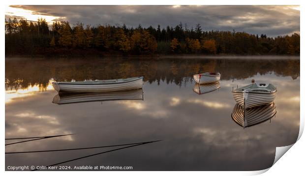 Loch Ruskie Boats at Dawn Print by Colin Kerr
