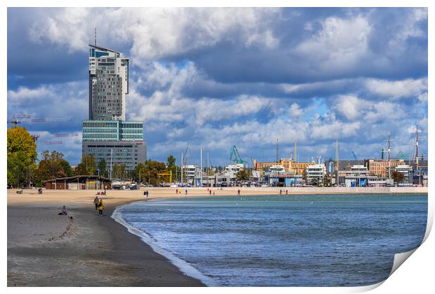 Gdynia City Skyline In Poland Print by Artur Bogacki