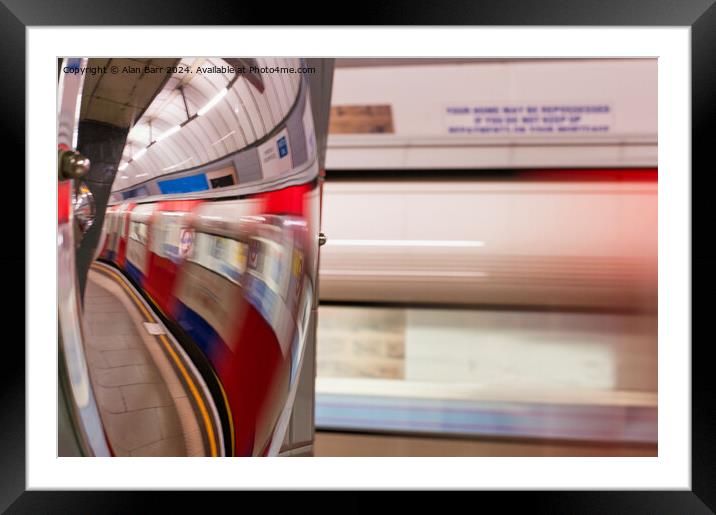 Speeding Train on the London Underground  Framed Mounted Print by Alan Barr