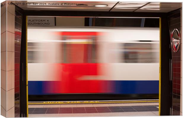 Speeding London Underground Train Canvas Print by Alan Barr