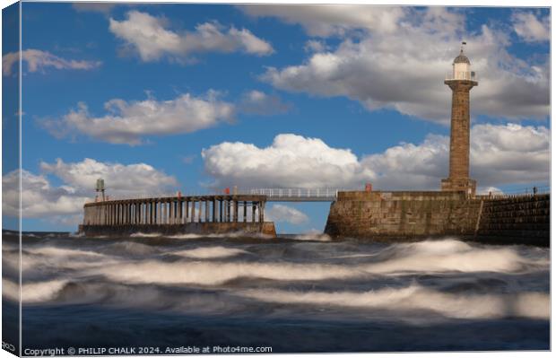 Whitby pier 1036 Canvas Print by PHILIP CHALK