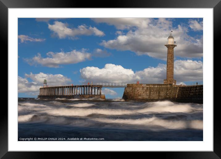 Whitby pier 1036 Framed Mounted Print by PHILIP CHALK