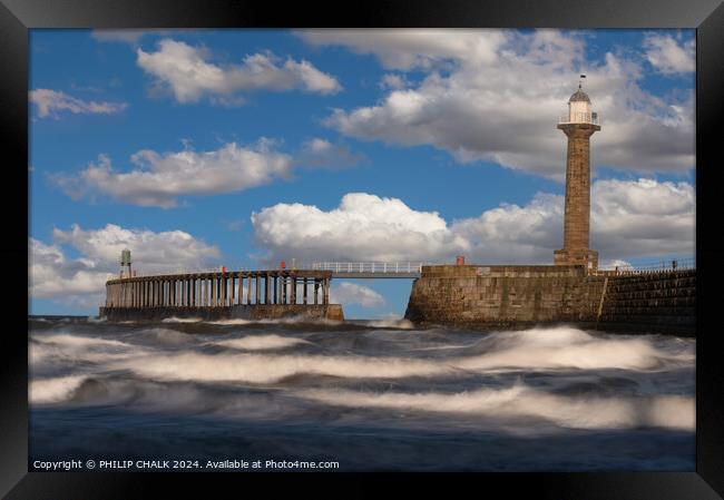 Whitby pier 1036 Framed Print by PHILIP CHALK