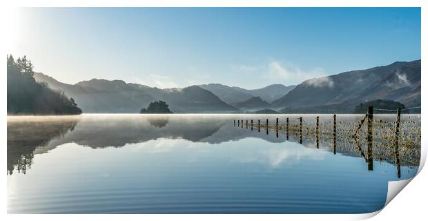Calm winter sunrise on Derwent water  Print by Julian Carnell