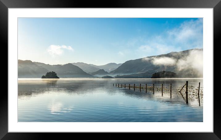 Misty calm Derwent Water number 2 Framed Mounted Print by Julian Carnell