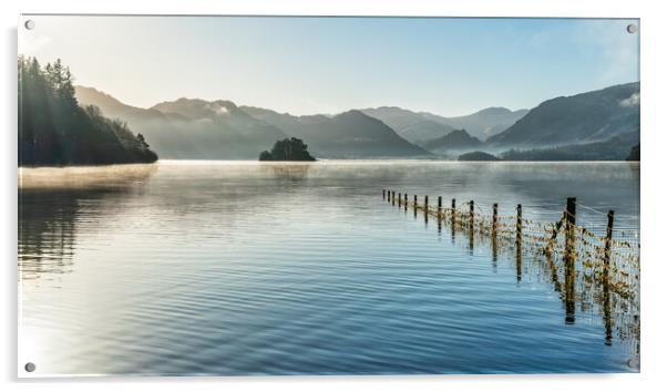 Derwent Water and early morning sunrays Acrylic by Julian Carnell